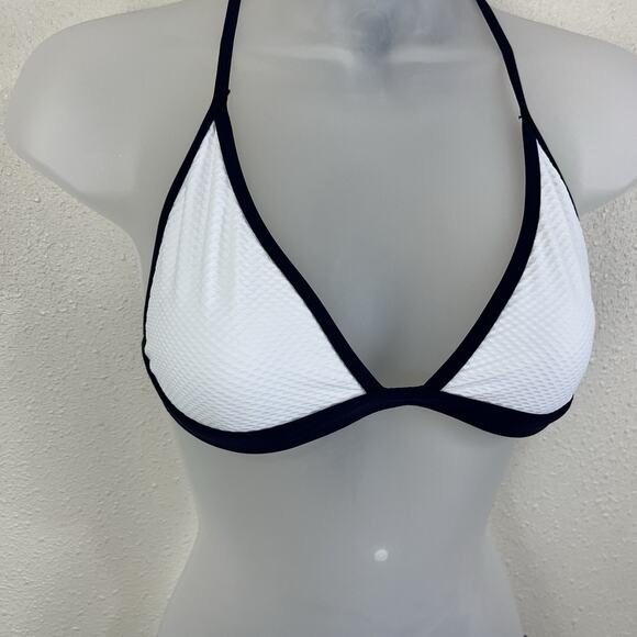 Anthropologie X Heidi Klein Bordered Bikini Womens S/M White Blue - Picture 5 of 9